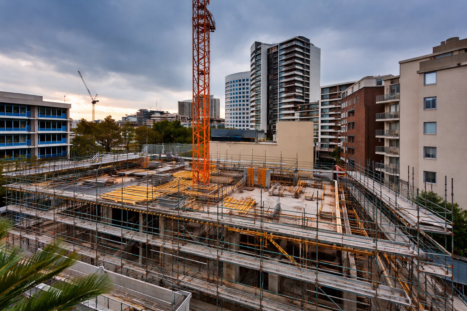 Aerial view of residential construction project